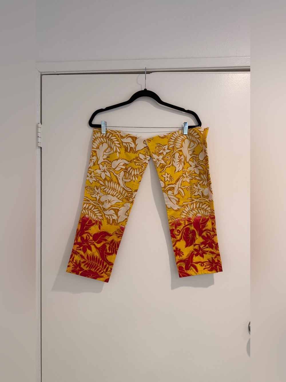 Vintage Jean Paul Gaultier Fabric Denim Yellow Red Baroque Floral 90’s Pants